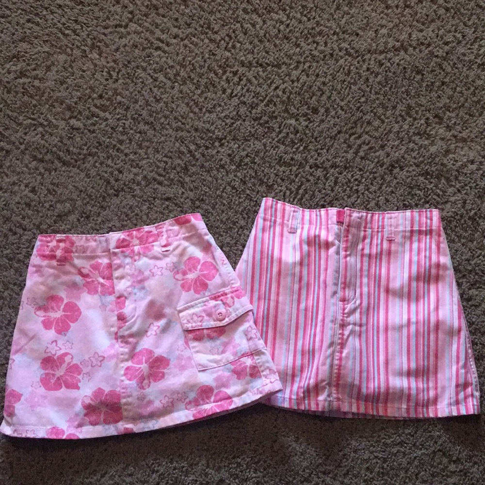 Two Vintage Covington pink stripe & print skorts Sz 5
